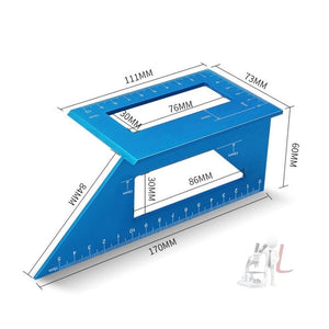 Woodworking T-Shaped Marking Gauge Multi-Function Square Aluminum Alloy Scribe, Dark Blue, Red