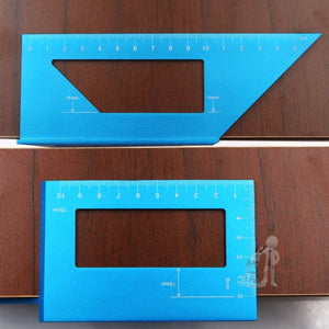 Woodworking T-Shaped Marking Gauge Multi-Function Square Aluminum Alloy Scribe, Dark Blue, Red