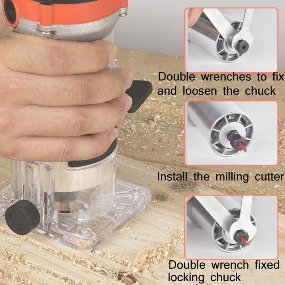 Woodworking Trimming Machine Multifunctional Electric Wood Milling Slotting Machine Engraving Tools EU Plug, 600W Plastic Body, 720W Aluminum Body - laboratorydeal