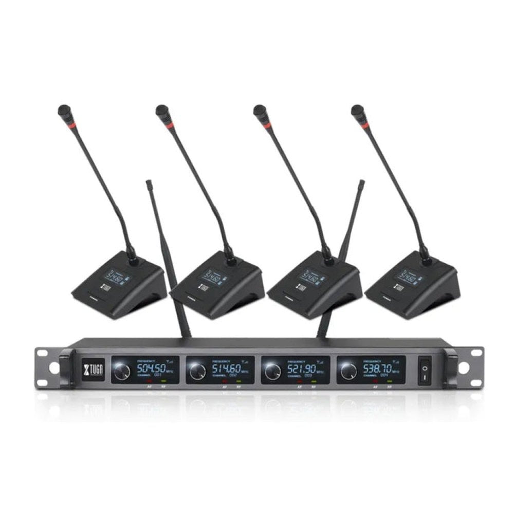 XTUGA A140 - C Wireless Microphone System 4 - Channel UHF Four Conference Mics, A140 - C - laboratorydeal