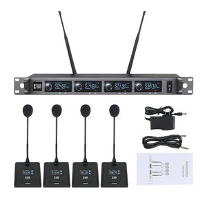 XTUGA A140 - C Wireless Microphone System 4 - Channel UHF Four Conference Mics, A140 - C - laboratorydeal