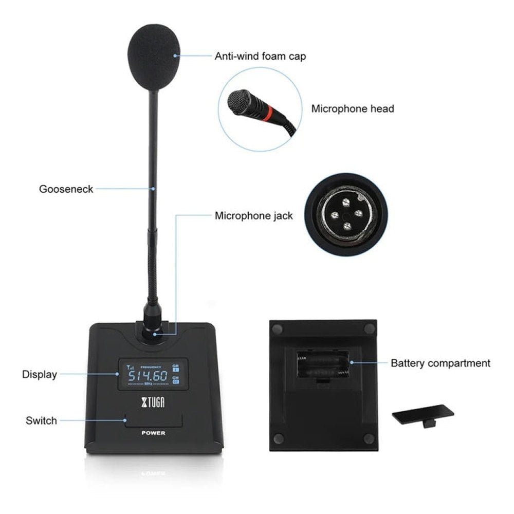 XTUGA A140 - C Wireless Microphone System 4 - Channel UHF Four Conference Mics, A140 - C - laboratorydeal