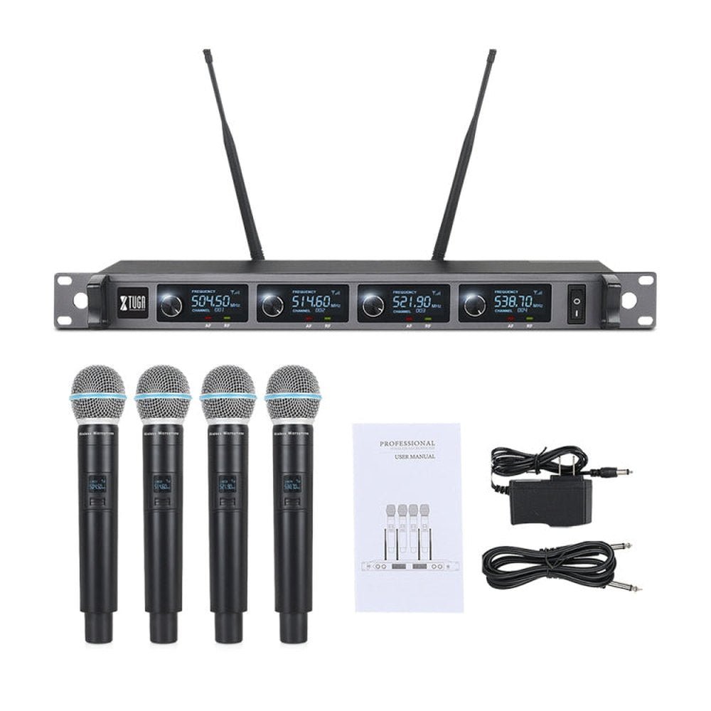 XTUGA A140 - H Wireless Microphone System 4 Channel UHF Handheld Microphone, A140 - H - laboratorydeal