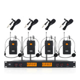 XTUGA A400-B Professional 4-Channel UHF Wireless Microphone System with 4 BodyPack Lavalier Headset Microphone, A400-B