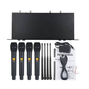 XTUGA A400 - H Professional 4 - Channel UHF Wireless Microphone System with 4 Handheld Microphone, A400 - H - laboratorydeal