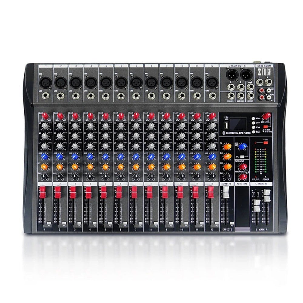 XTUGA CT120X 12 - Channels Audio Mixer DJ Mixing Console with 48V Power Supply, CT120X - laboratorydeal
