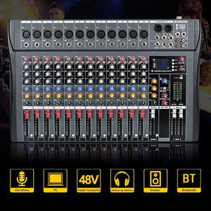 XTUGA CT120X 12 - Channels Audio Mixer DJ Mixing Console with 48V Power Supply, CT120X - laboratorydeal