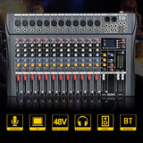 XTUGA CT120X 12-Channels Audio Mixer DJ Mixing Console with 48V Power Supply, CT120X