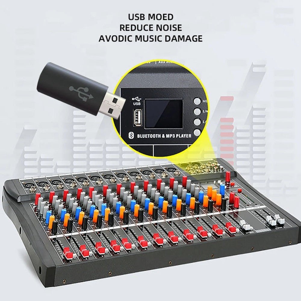 XTUGA CT120X 12 - Channels Audio Mixer DJ Mixing Console with 48V Power Supply, CT120X - laboratorydeal