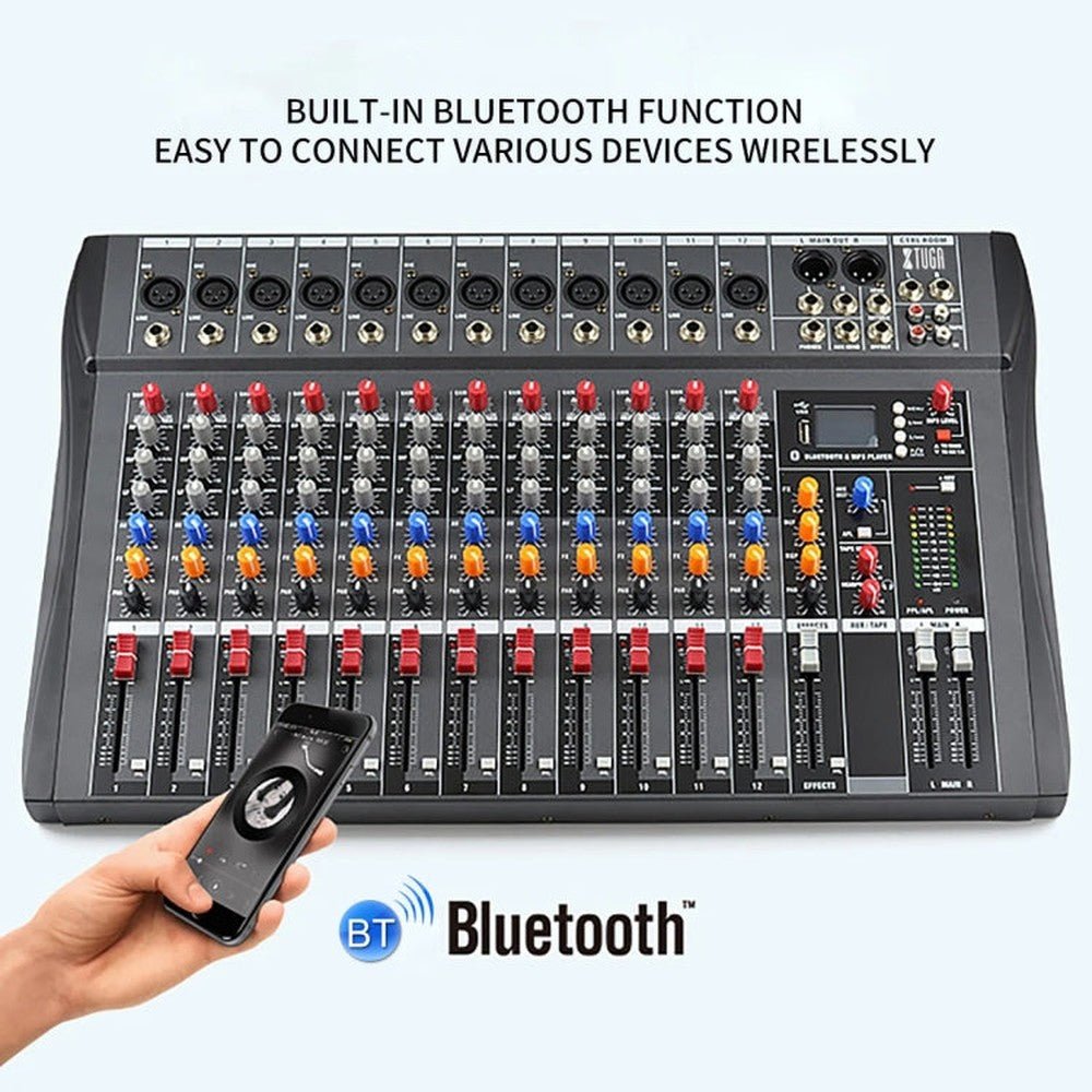 XTUGA CT120X 12 - Channels Audio Mixer DJ Mixing Console with 48V Power Supply, CT120X - laboratorydeal