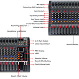XTUGA CT120X 12-Channels Audio Mixer DJ Mixing Console with 48V Power Supply, CT120X