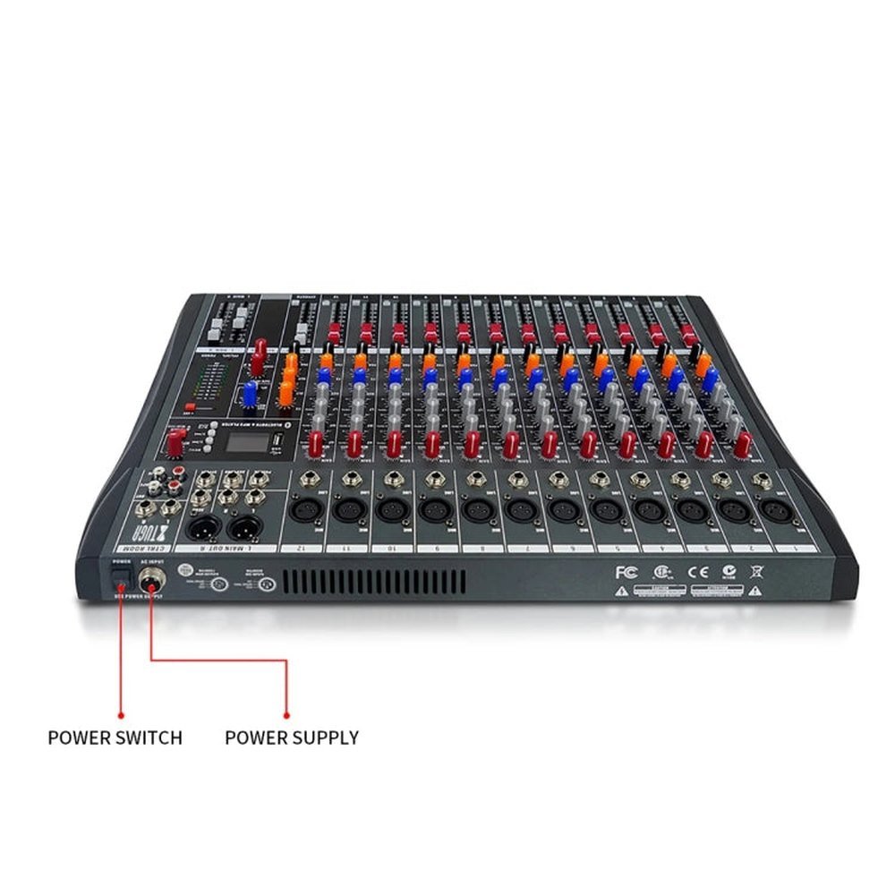 XTUGA CT120X 12 - Channels Audio Mixer DJ Mixing Console with 48V Power Supply, CT120X - laboratorydeal