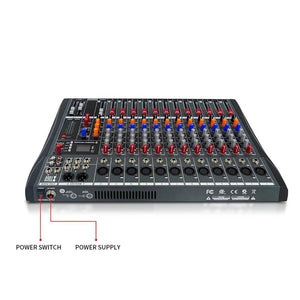 XTUGA CT120X 12 - Channels Audio Mixer DJ Mixing Console with 48V Power Supply, CT120X - laboratorydeal