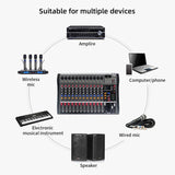 XTUGA CT120X 12-Channels Audio Mixer DJ Mixing Console with 48V Power Supply, CT120X
