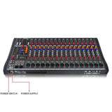 XTUGA CT160X 16-Channels Audio Mixer DJ Mixing Console with 48V Power Supply, CT160X