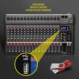 XTUGA CT160X 16-Channels Audio Mixer DJ Mixing Console with 48V Power Supply, CT160X