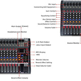 XTUGA CT60X 6-Channels Audio Mixer DJ Mixing Console with 48V Power Supply, CT60X