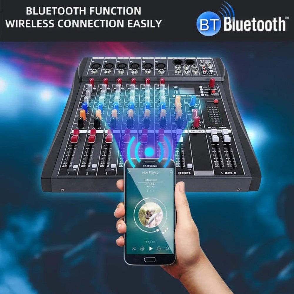 XTUGA CT60X 6 - Channels Audio Mixer DJ Mixing Console with 48V Power Supply, CT60X - laboratorydeal