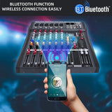 XTUGA CT60X 6-Channels Audio Mixer DJ Mixing Console with 48V Power Supply, CT60X
