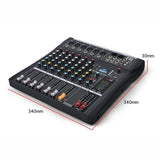 XTUGA CT60X 6-Channels Audio Mixer DJ Mixing Console with 48V Power Supply, CT60X