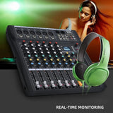 XTUGA CT60X 6-Channels Audio Mixer DJ Mixing Console with 48V Power Supply, CT60X