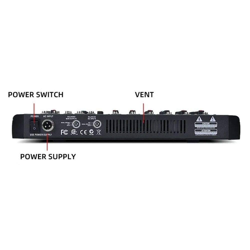 XTUGA CT60X 6 - Channels Audio Mixer DJ Mixing Console with 48V Power Supply, CT60X - laboratorydeal