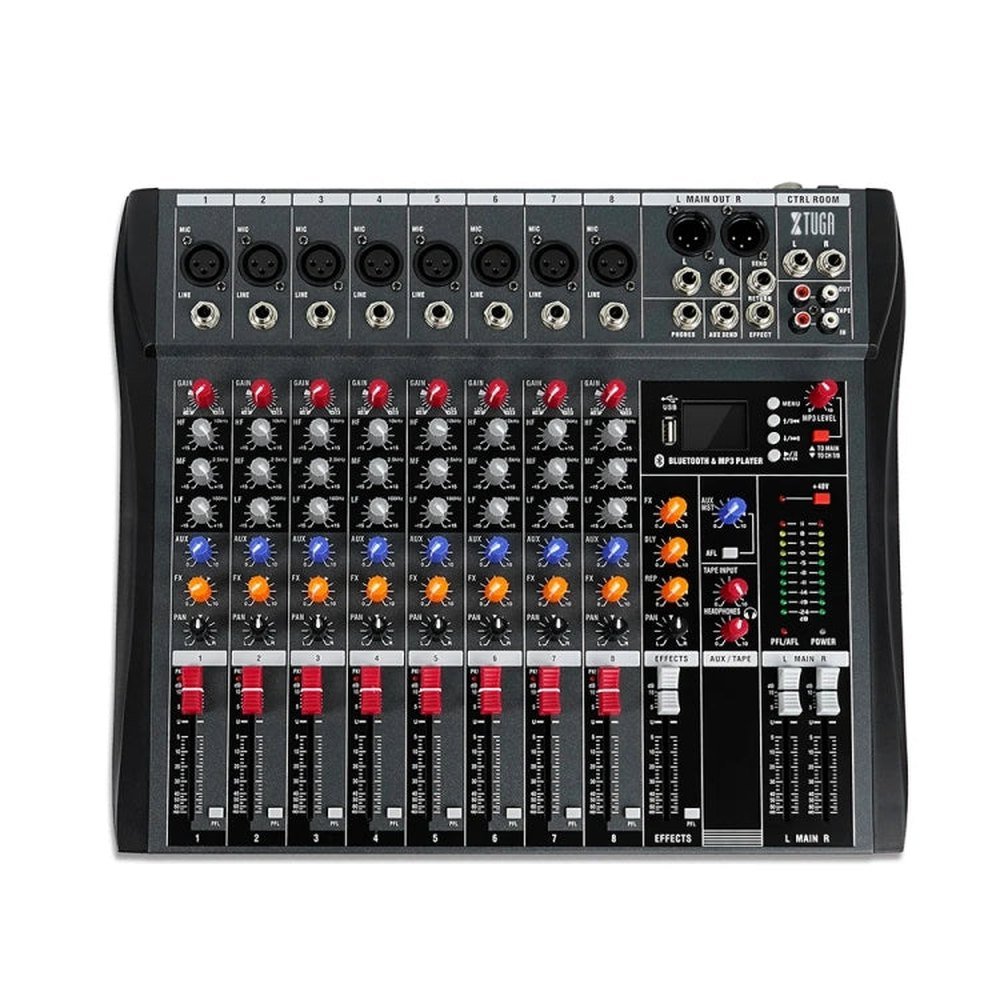 XTUGA CT80X 8 - Channels Audio Mixer DJ Mixing Console with 48V Power Supply, CT80X - laboratorydeal