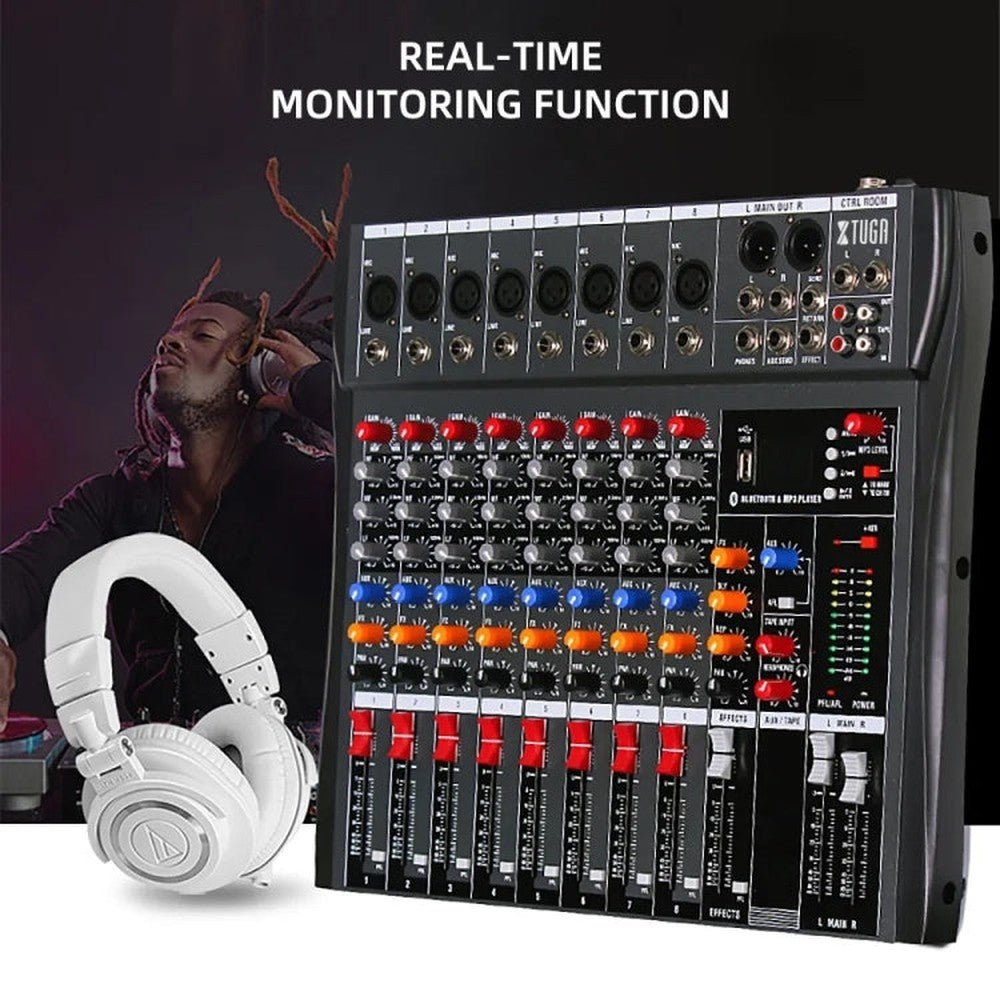XTUGA CT80X 8 - Channels Audio Mixer DJ Mixing Console with 48V Power Supply, CT80X - laboratorydeal