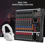 XTUGA CT80X 8-Channels Audio Mixer DJ Mixing Console with 48V Power Supply, CT80X