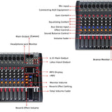 XTUGA CT80X 8-Channels Audio Mixer DJ Mixing Console with 48V Power Supply, CT80X