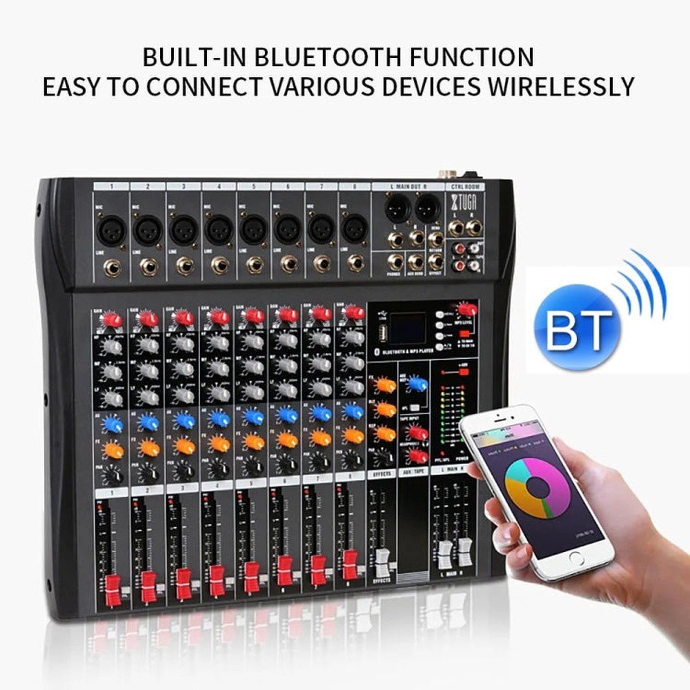 XTUGA CT80X 8 - Channels Audio Mixer DJ Mixing Console with 48V Power Supply, CT80X - laboratorydeal
