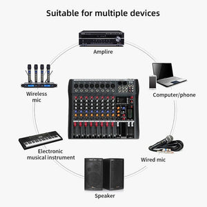 XTUGA CT80X 8 - Channels Audio Mixer DJ Mixing Console with 48V Power Supply, CT80X - laboratorydeal