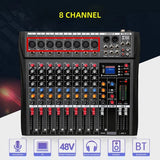 XTUGA CT80X 8-Channels Audio Mixer DJ Mixing Console with 48V Power Supply, CT80X