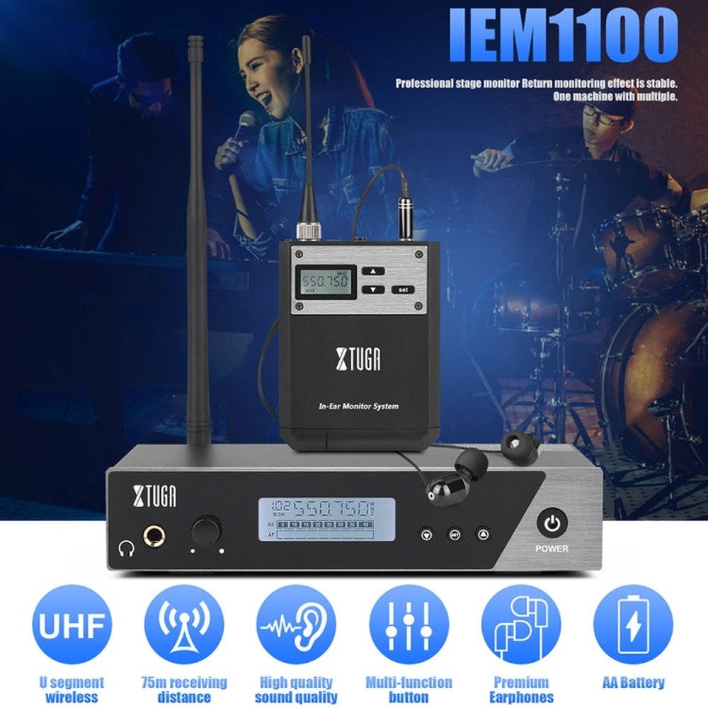 XTUGA IEM1100 Professional Wireless In Ear Monitor System, 1 BodyPacks, 2 BodyPacks, 4 BodyPacks, 5 BodyPacks - laboratorydeal