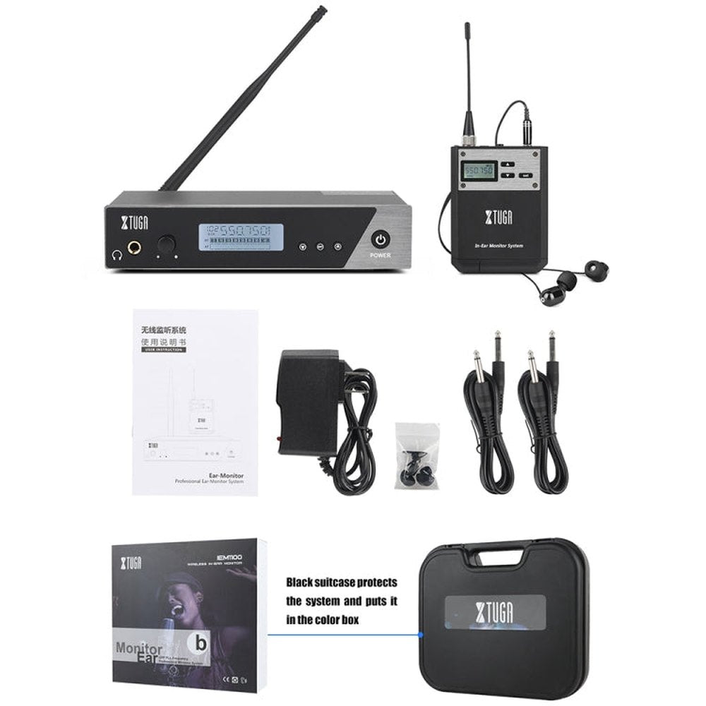 XTUGA IEM1100 Professional Wireless In Ear Monitor System, 1 BodyPacks, 2 BodyPacks, 4 BodyPacks, 5 BodyPacks - laboratorydeal