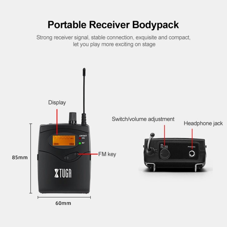 XTUGA IEM1200 Wireless Transmitter 4 Bodypack Stage Singer In - Ear Monitor System, Transmitter 4 Bodypack - laboratorydeal