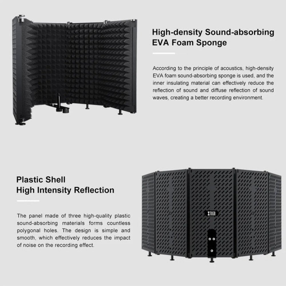 XTUGA P75 Foldable Recording Microphone Isolation Shield, P75 - laboratorydeal