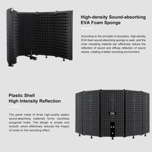 XTUGA P75 Foldable Recording Microphone Isolation Shield, P75 - laboratorydeal