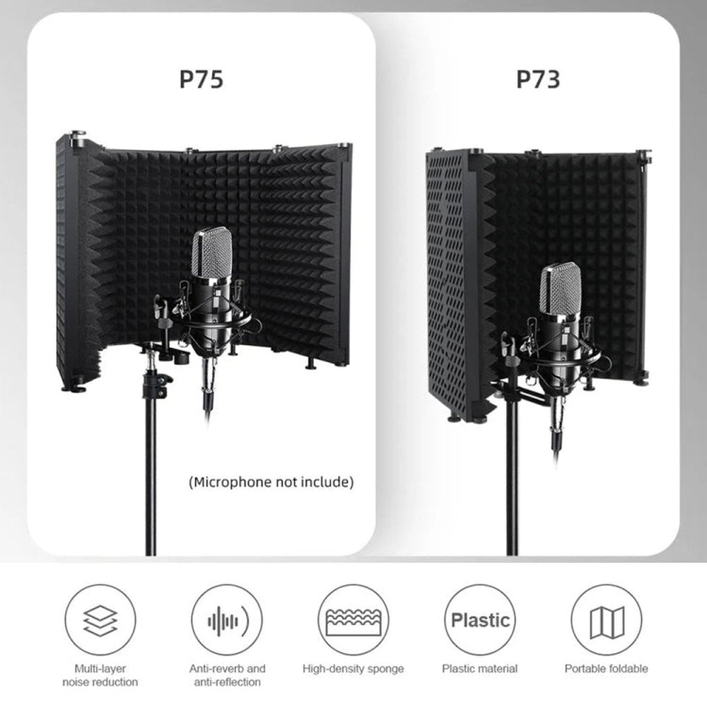 XTUGA P75 Foldable Recording Microphone Isolation Shield, P75 - laboratorydeal