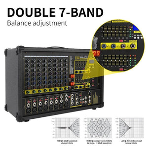 XTUGA PM1202 900W 10 Channel Stage Power Mixer 24Bit Multil - FX Processor Dual 99 DSP Effect DJ Amplifier, PM1202 - laboratorydeal