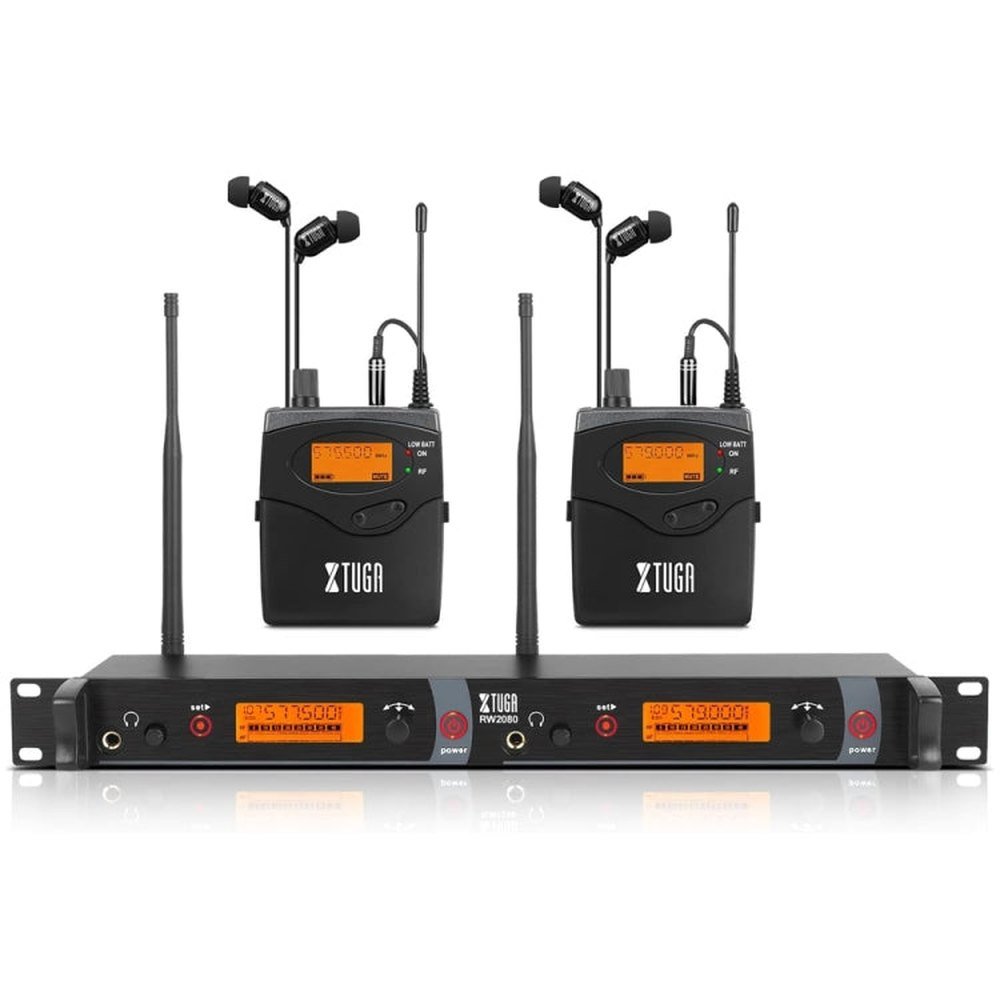 XTUGA RW2080 UHF Wireless Stage Singer In - Ear Monitor System, 2 BodyPacks, 4 BodyPacks, 5 BodyPacks, 6 BodyPacks, 8 BodyPacks, 10 BodyPacks - laboratorydeal