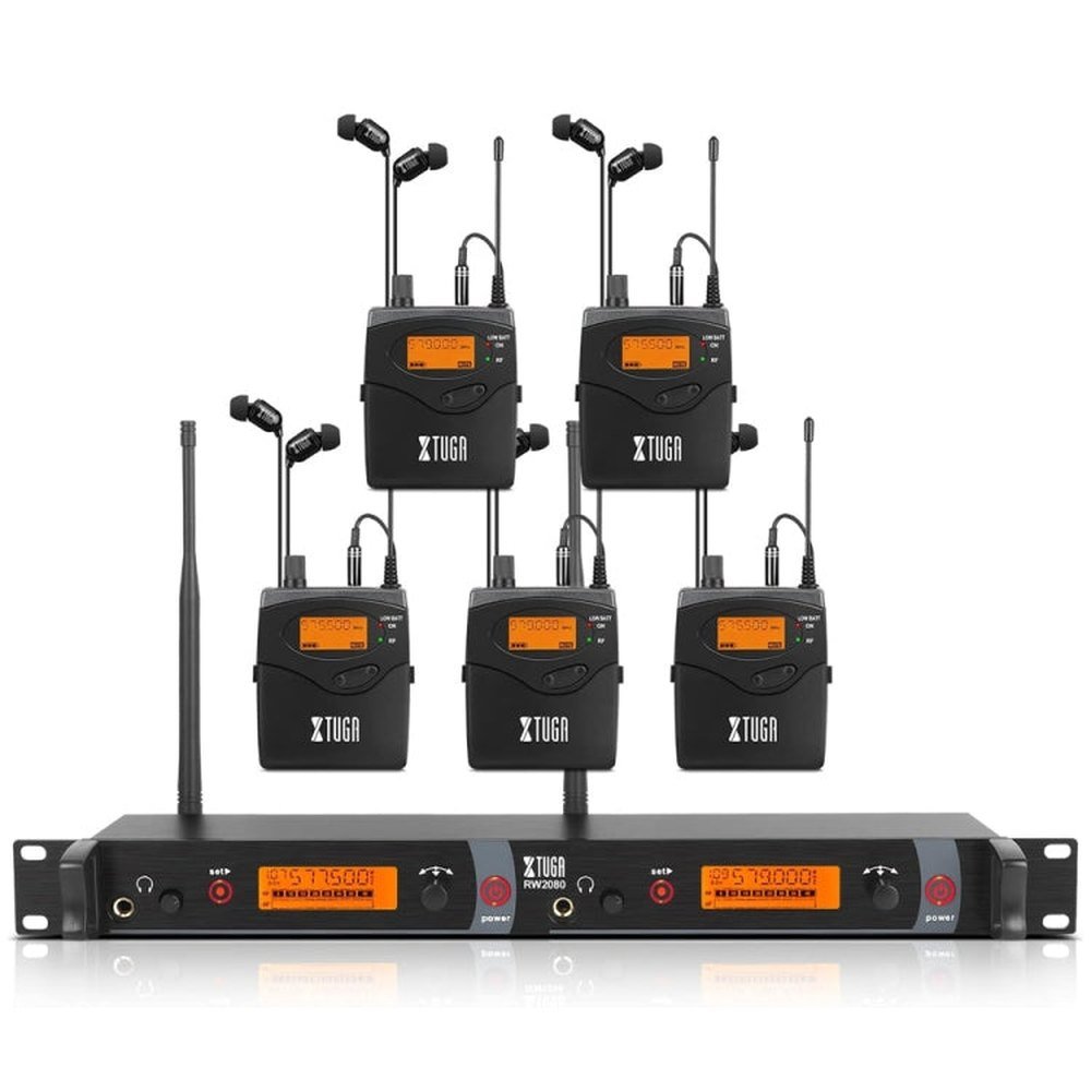 XTUGA RW2080 UHF Wireless Stage Singer In - Ear Monitor System, 2 BodyPacks, 4 BodyPacks, 5 BodyPacks, 6 BodyPacks, 8 BodyPacks, 10 BodyPacks - laboratorydeal