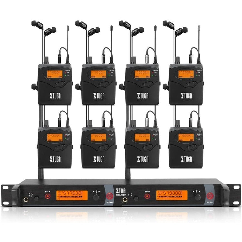XTUGA RW2080 UHF Wireless Stage Singer In - Ear Monitor System, 2 BodyPacks, 4 BodyPacks, 5 BodyPacks, 6 BodyPacks, 8 BodyPacks, 10 BodyPacks - laboratorydeal
