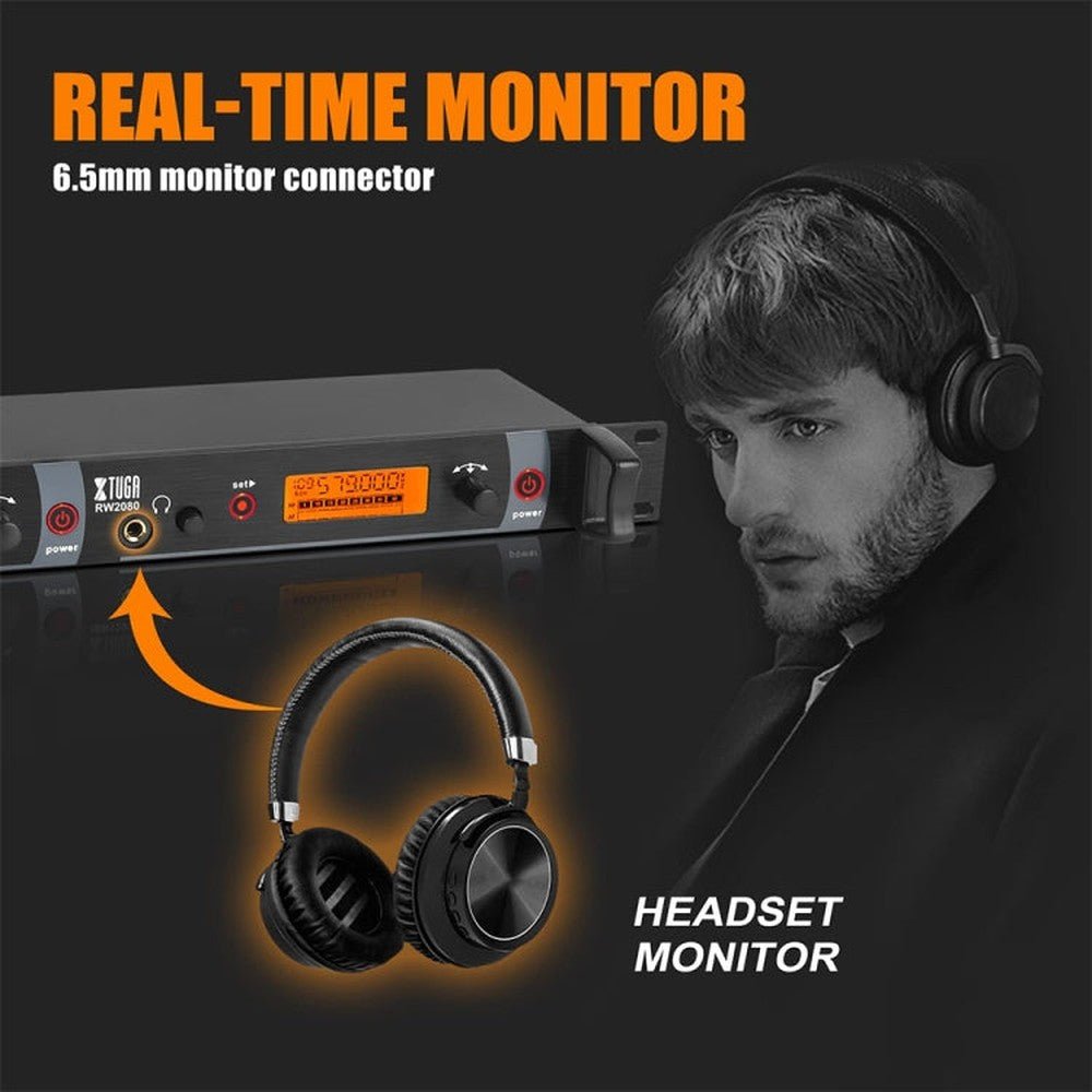XTUGA RW2080 UHF Wireless Stage Singer In - Ear Monitor System, 2 BodyPacks, 4 BodyPacks, 5 BodyPacks, 6 BodyPacks, 8 BodyPacks, 10 BodyPacks - laboratorydeal