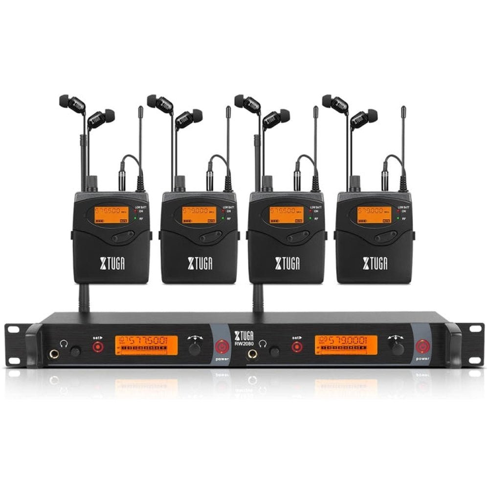 XTUGA RW2080 UHF Wireless Stage Singer In - Ear Monitor System, 2 BodyPacks, 4 BodyPacks, 5 BodyPacks, 6 BodyPacks, 8 BodyPacks, 10 BodyPacks - laboratorydeal
