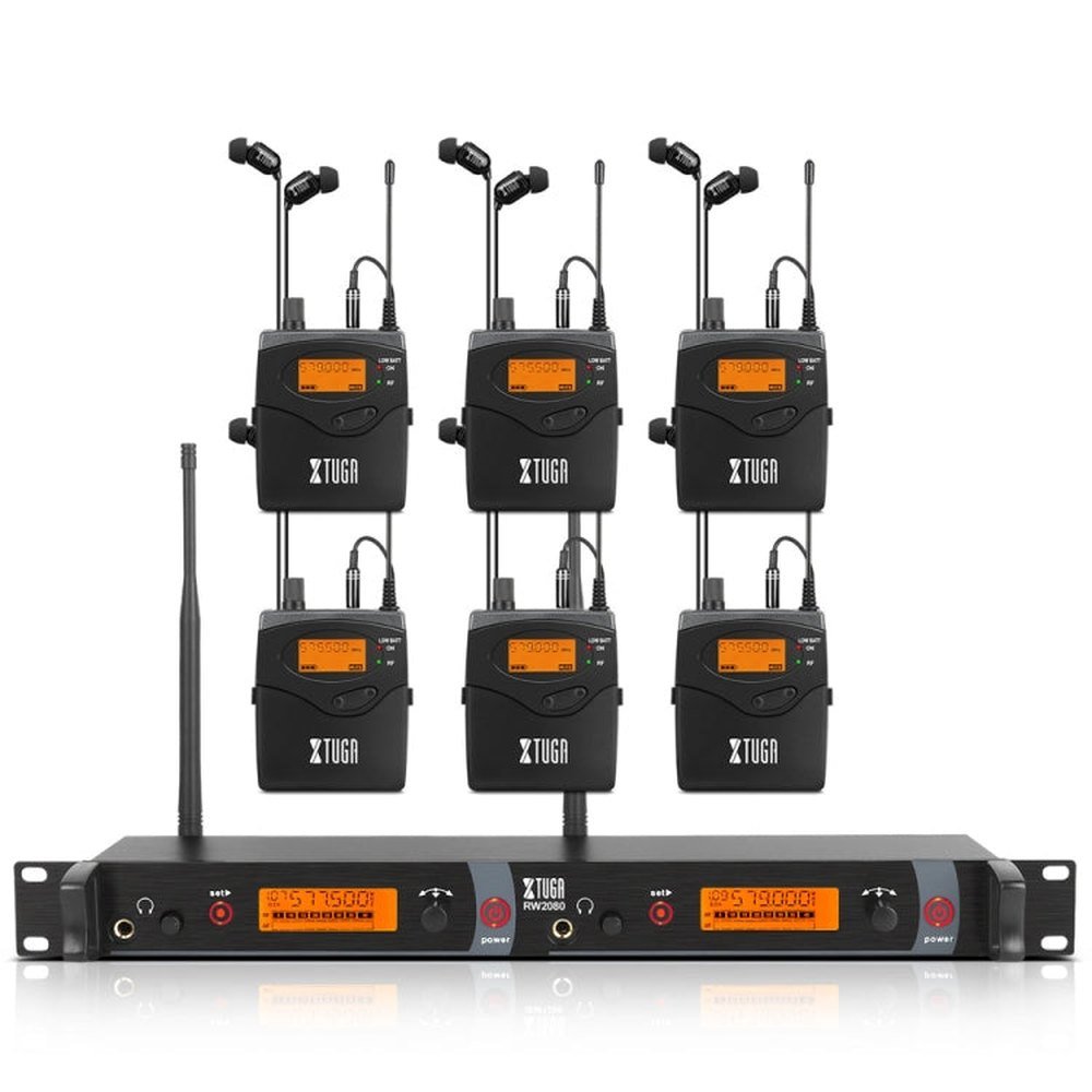 XTUGA RW2080 UHF Wireless Stage Singer In - Ear Monitor System, 2 BodyPacks, 4 BodyPacks, 5 BodyPacks, 6 BodyPacks, 8 BodyPacks, 10 BodyPacks - laboratorydeal