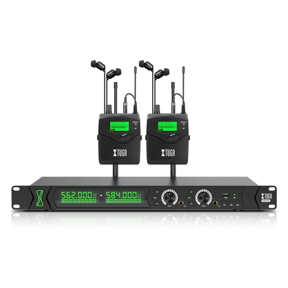 XTUGA RW2090 Professional Stage Wireless 2 Channel In Ear Monitoring System 2 in 1, US Plug, EU Plug, AU Plug, UK Plug - laboratorydeal