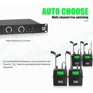 XTUGA RW2090 Professional Stage Wireless 2 Channel In Ear Monitoring System 2 in 1, US Plug, EU Plug, AU Plug, UK Plug - laboratorydeal