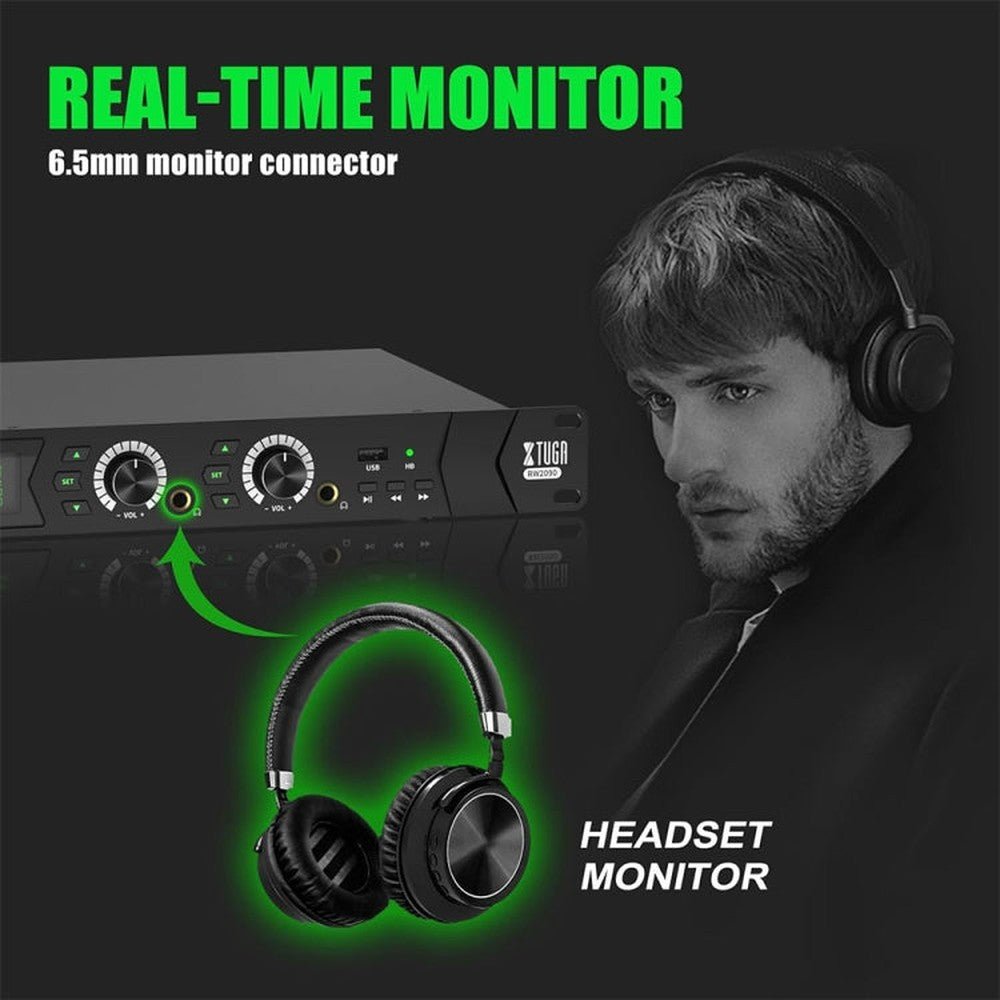 XTUGA RW2090 Professional Stage Wireless 2 Channel In Ear Monitoring System 2 in 1, US Plug, EU Plug, AU Plug, UK Plug - laboratorydeal