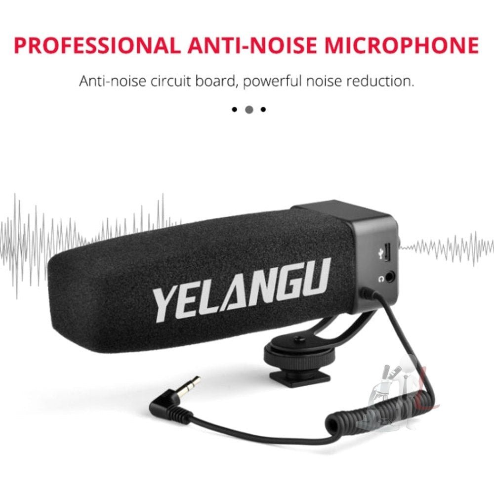 YELANG MIC09 Shotgun Gain Condenser Broadcast Microphone with Windshield for Canon / Nikon / Sony DSLR Cameras, Smartphones - laboratorydeal